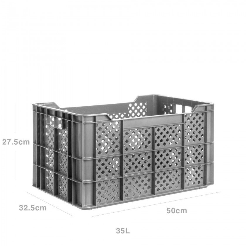 Caixa Contentora Perfurada Cinza 35L 50X32.5X27.5cm