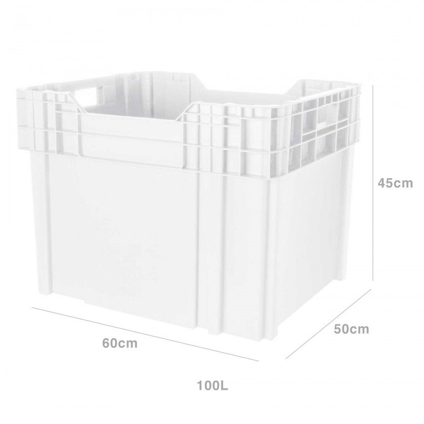 Caixa Contentora Fechada Branco 100L 60X50X45cm Caixa Contentora Fechada Branco 100L 60X50X45cm