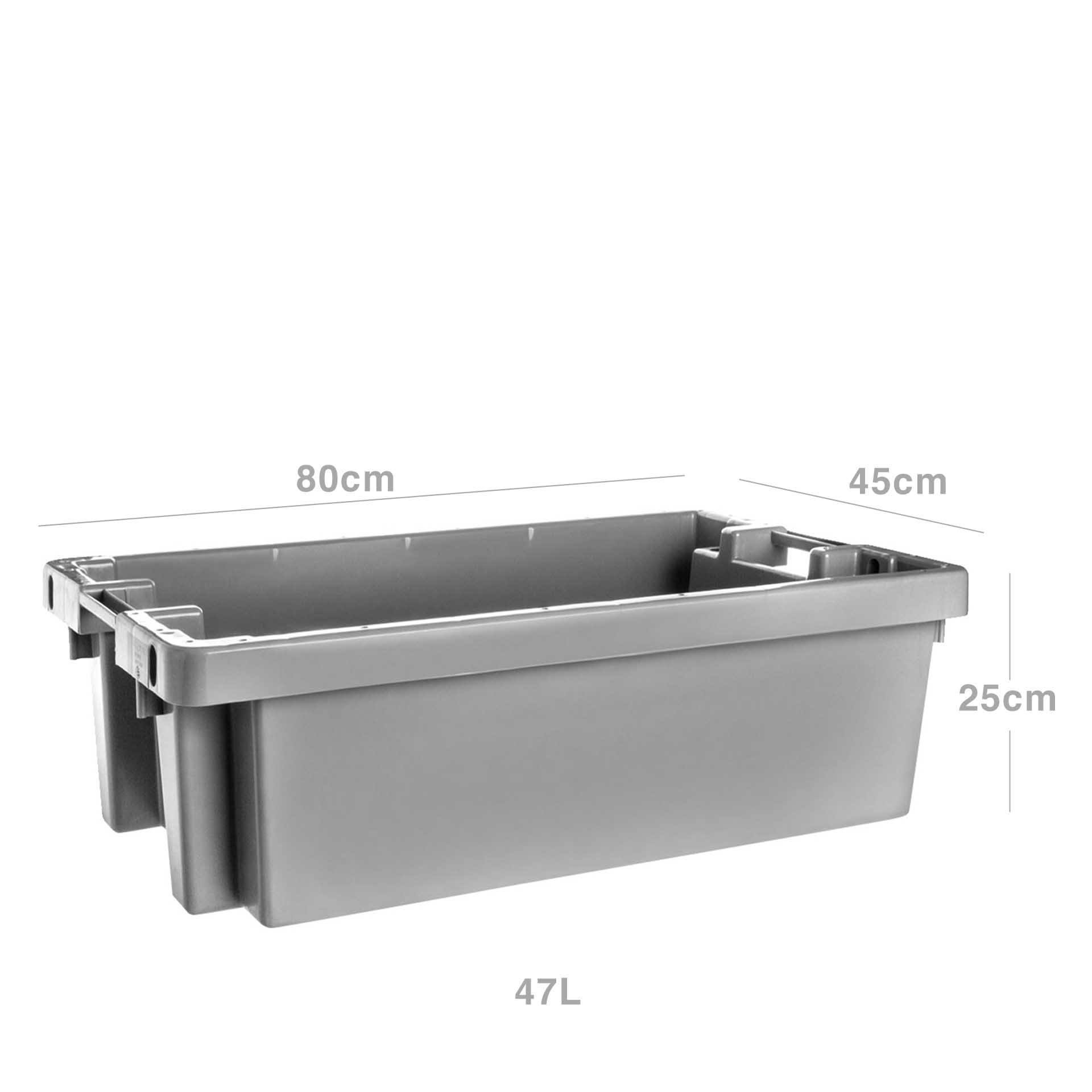 Caixa Contentora Fechada Cinza 47L 80X45X25cm