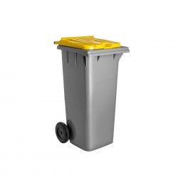 Contentor Eco Cinza com Rodas Tampa Amarela 120l 55.5X47X90.5cm