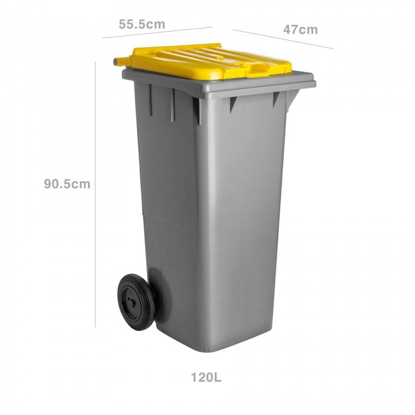 Contentor Eco Cinza com Rodas Tampa Amarela 120l 55.5X47X90.5cm Contentor Eco Cinza com Rodas Tampa Amarela 120l 55.5X47X90.5cm