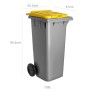 Contentor Eco Cinza com Rodas Tampa Amarela 120l 55.5X47X90.5cm