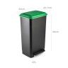 Balde com Pedal Preto Tampa Verde 42L 64X35.7X30cm Balde com Pedal Preto Tampa Verde 42L 64X35.7X30cm