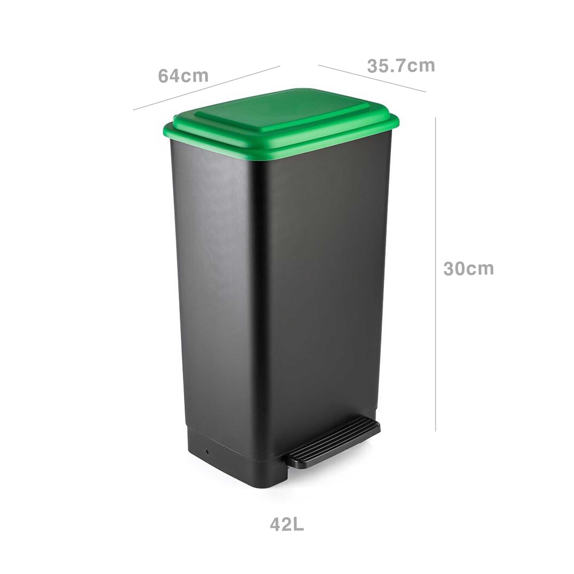 Balde com Pedal Preto Tampa 42L 64X35.7X30cm