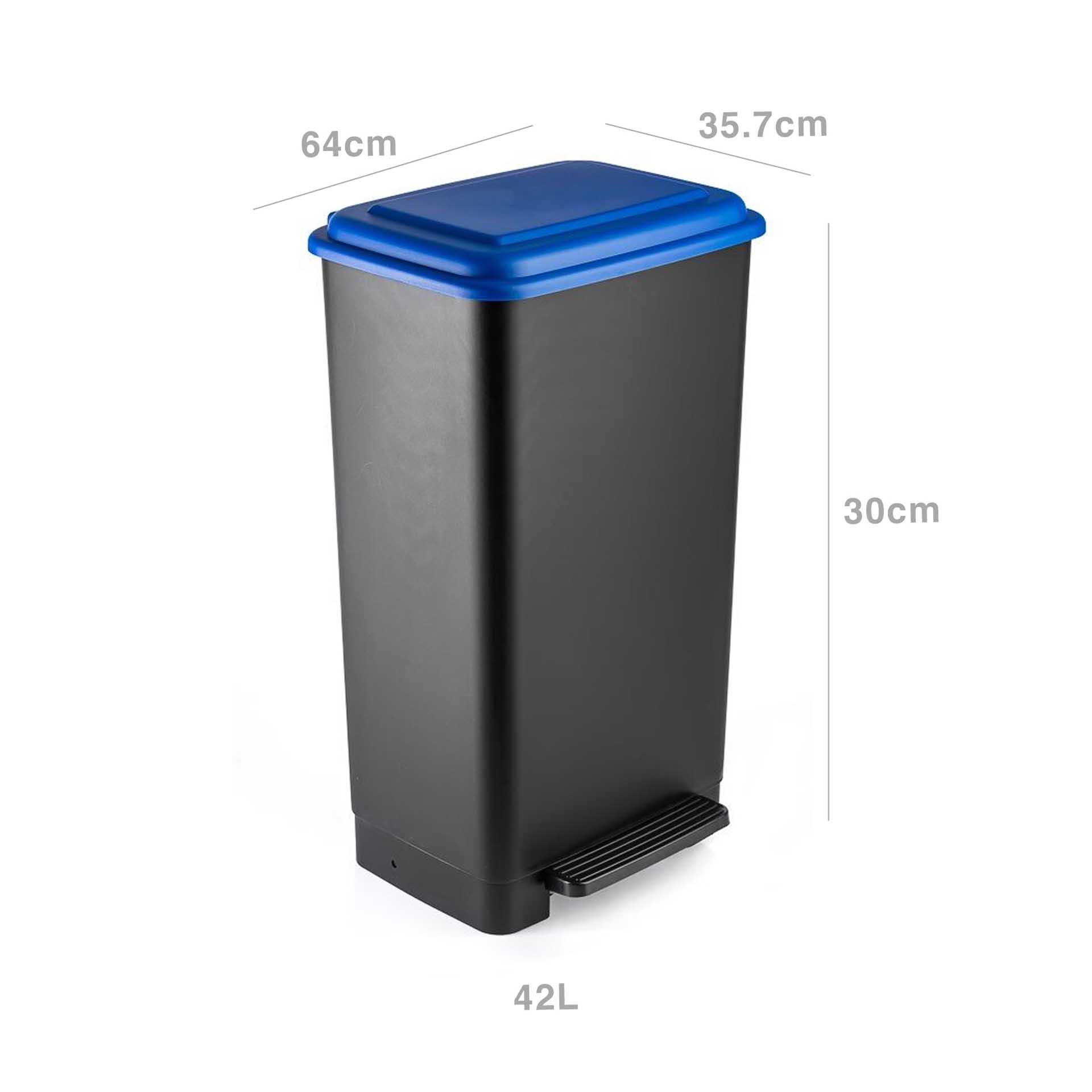Balde com Pedal Preto Tampa 42L 64X35.7X30cm