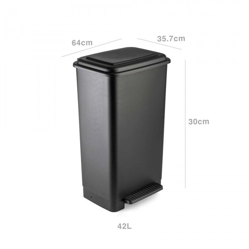 Balde com Pedal Preto 42L 64X35.7X30cm Balde com Pedal Preto 42L 64X35.7X30cm
