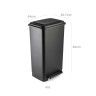 Balde com Pedal Preto 42L 64X35.7X30cm Balde com Pedal Preto 42L 64X35.7X30cm
