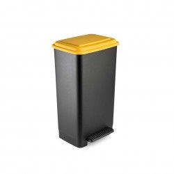 Balde com Pedal Preto Tampa Amarela 42L 64X35.7X30cm