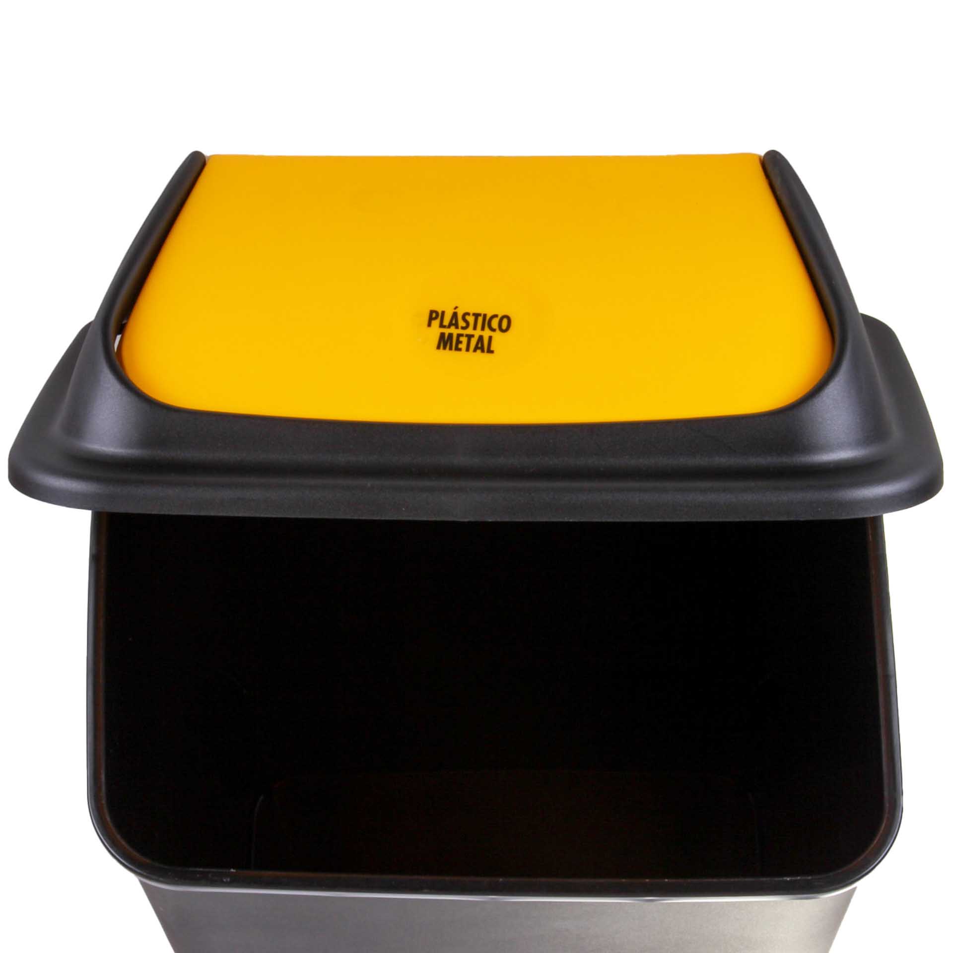 Balde com Tampa Basculante Amarelo 42l 65X36X30cm