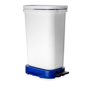 Balde Lixo Eco Branco com Base / Aro Azul 30l 36X25.5X50cm