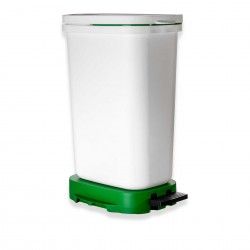 Balde Lixo Eco Branco com Base / Aro Verde 30l 36X25.5X50cm