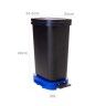 Balde Lixo Eco Preto com Base / Aro Azul 30l 49X24.5X34cm