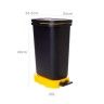 Balde Lixo Eco Preto com Base / Aro Amarelo 30l 49X24.5X34cm