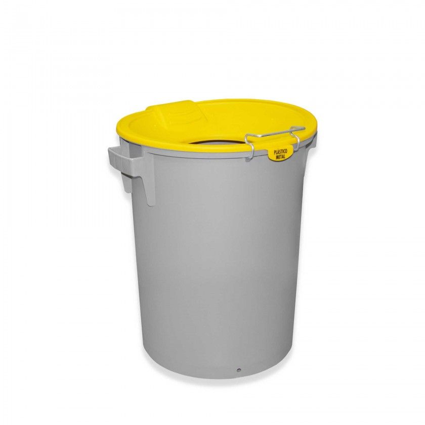 Contentor Eco Cinzento com Tampa Funil Amarelo 52l 48X50X56cm