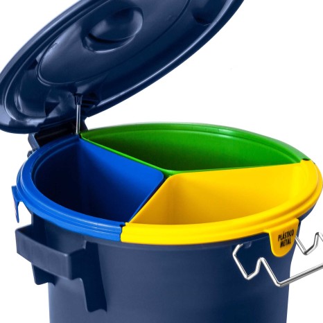 Contentor Eco Triplo com Pedal 52l 48X50X60cm - Image product