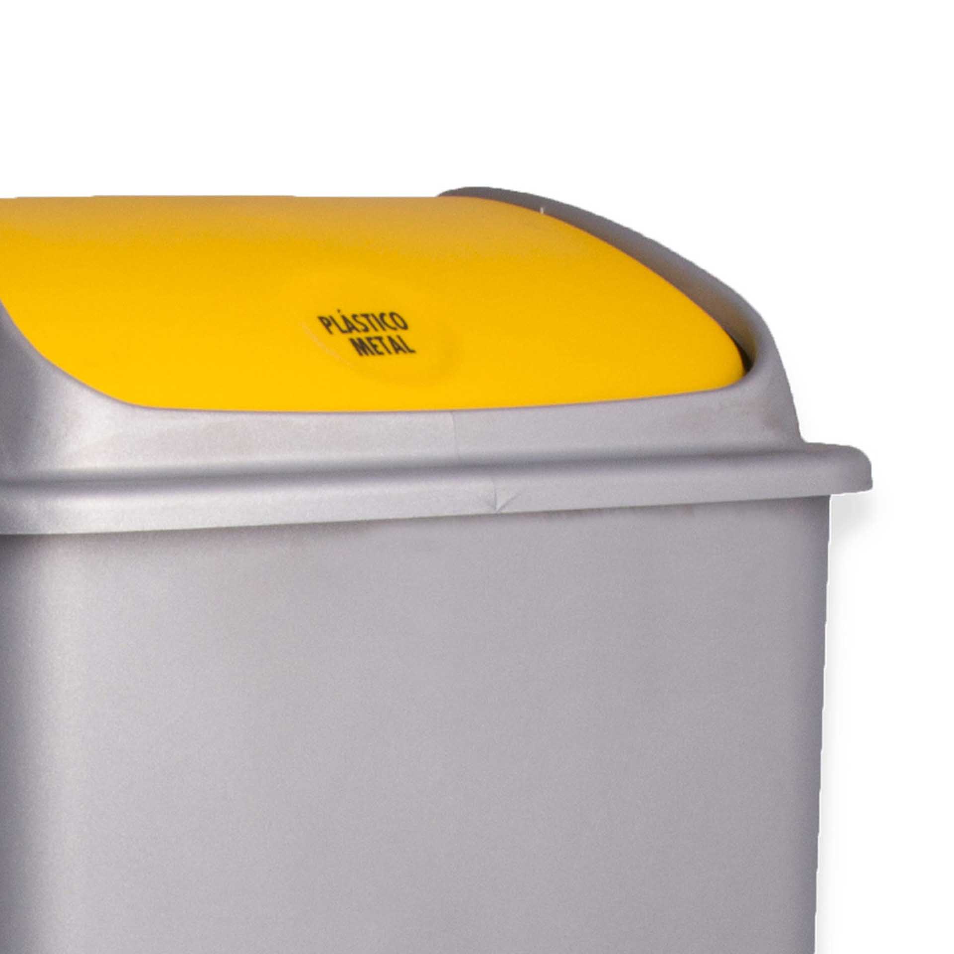 Balde Eco Cinzento com Tampa Basculante 26l 30X36X51cm