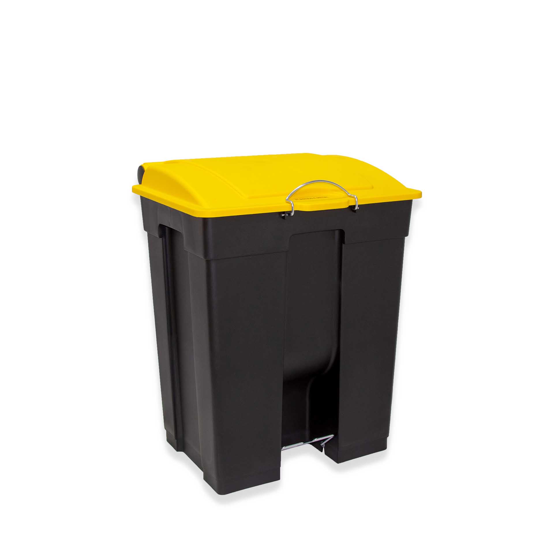 Contentor Eco Preto com Pedal e Tampa Amarelo 60l 49X45X60cm