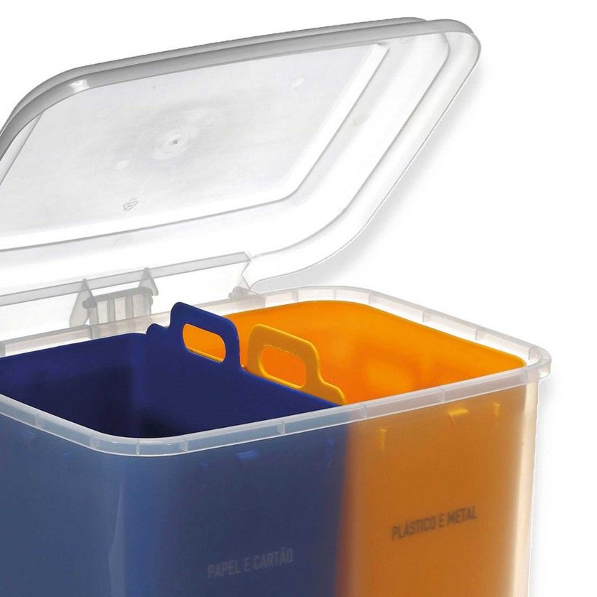 Balde Eco Duplo com Pedal Amarelo / Azul 26l (2X13l) 30X35.7X45cm Balde Eco Duplo com Pedal Amarelo / Azul 26l (2X13l) 30X35.7X45cm