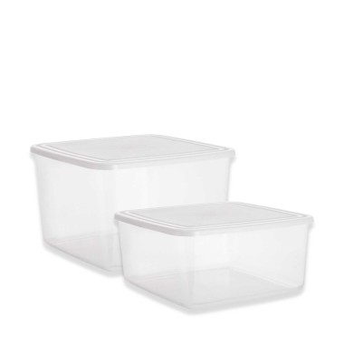 Caixa Herm�tica Ding Quadrada Tampa Branco 1100ml 16.5X16.5X6cm