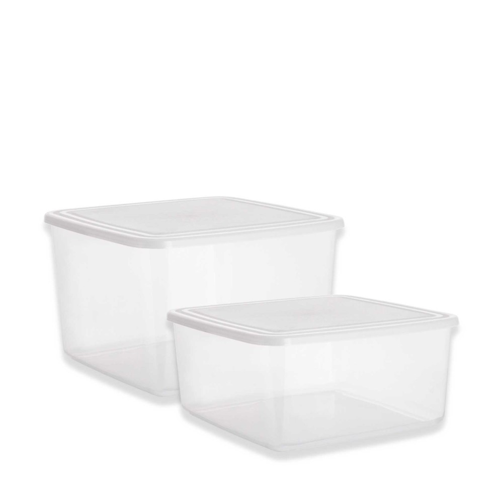Caixa Herm�tica Ding Quadrada Tampa Branco 1100ml 16.5X16.5X6cm