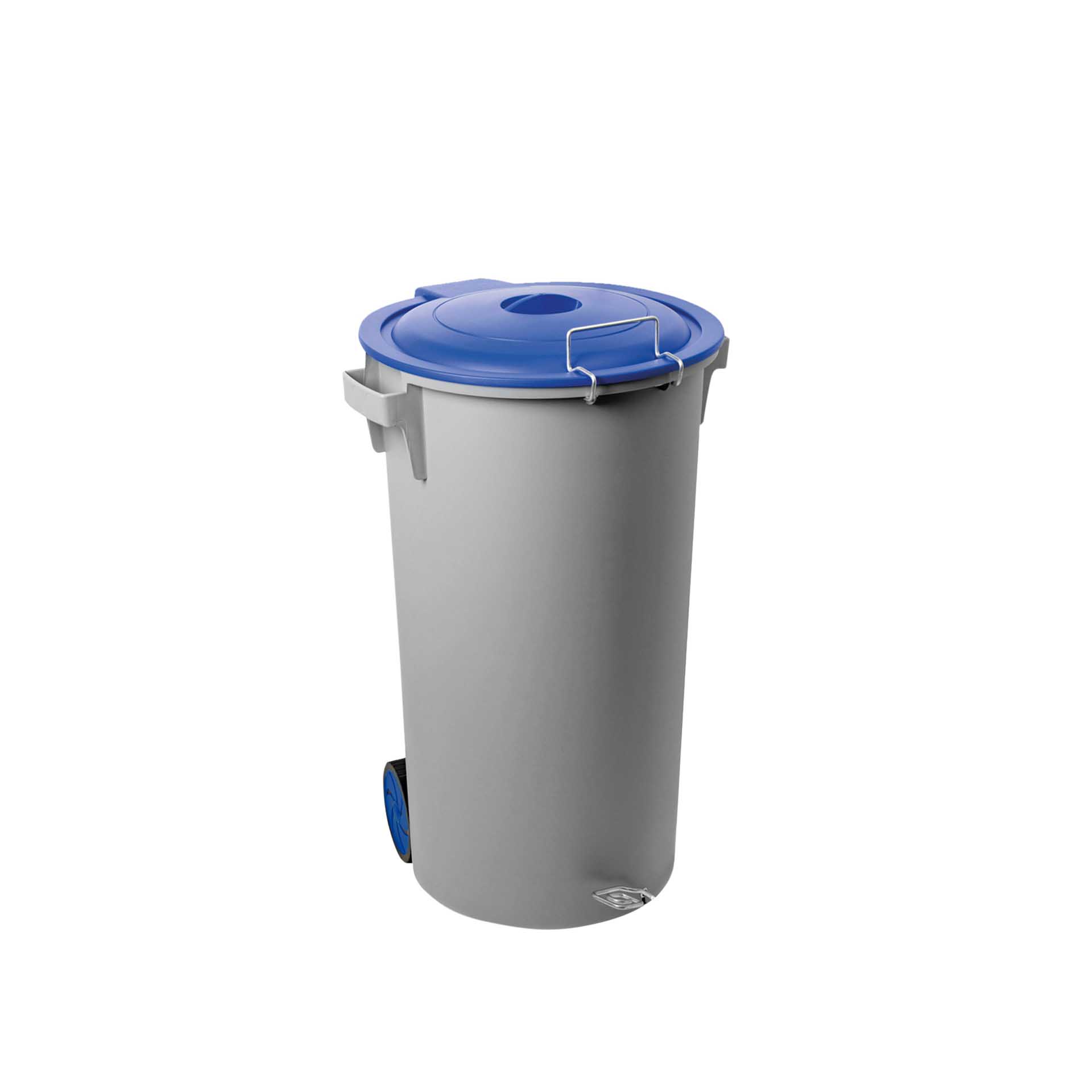 Contentor Eco com Pedal e Rodas Cinzento Tampa Azul 80l 48X50X80cm