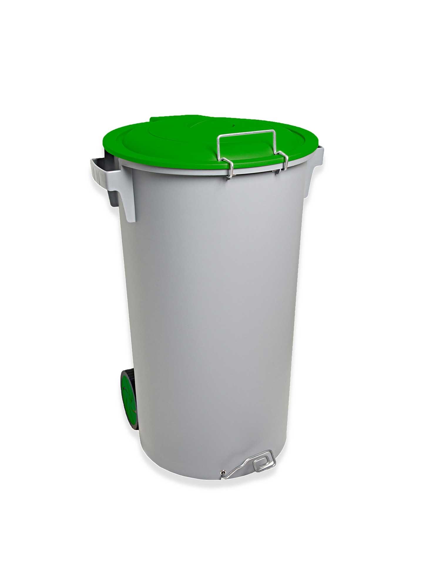 Contentor Eco com Pedal e Rodas Cinzento Tampa Verde 80l 48X50X80cm