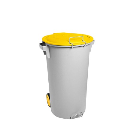 Contentor Eco com Pedal e Rodas Cinzento Tampa Amarela 80l 48X50X80cm - Image product