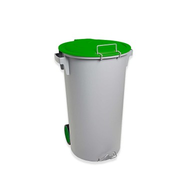 Contentor Eco com Pedal e Rodas Cinzento Tampa Verde 80l 48X50X80cm