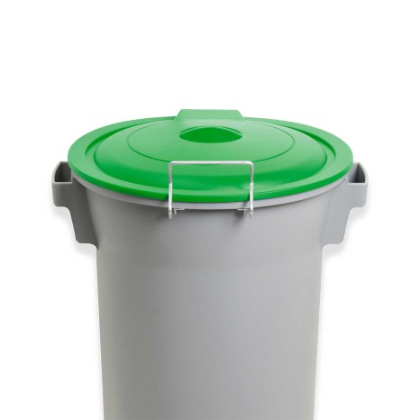 Contentor Eco Cinzento com Pedal Rodas e Tampa Verde 80l 48X50X80cm - Image product