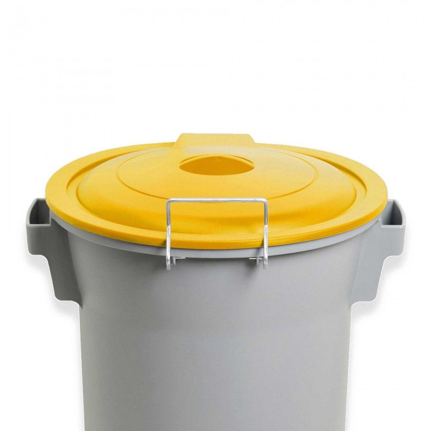 Contentor Lixo Cinzento com Pedal e Tampa Amarelo 52l 48X50X56cm Contentor Lixo Cinzento com Pedal e Tampa Amarelo 52l 48X50X56cm