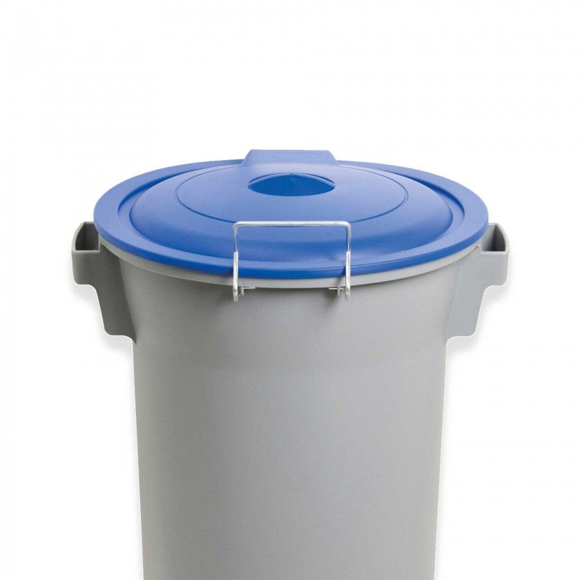 Contentor Lixo Cinzento com Pedal e Tampa Azul 52l 48X50X56cm Contentor Lixo Cinzento com Pedal e Tampa Azul 52l 48X50X56cm