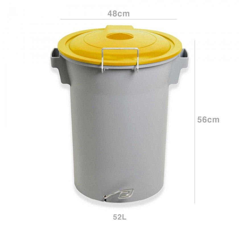 Contentor Lixo Cinzento com Pedal e Tampa Amarelo 52l 48X50X56cm Contentor Lixo Cinzento com Pedal e Tampa Amarelo 52l 48X50X56cm