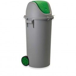 Contentor Eco Cinzento com Rodas e Tampa Basculante Verde 80l 48X50X99cm