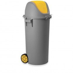 Contentor Eco Cinzento com Rodas e Tampa Basculante Amarelo 80l 48X50X99cm