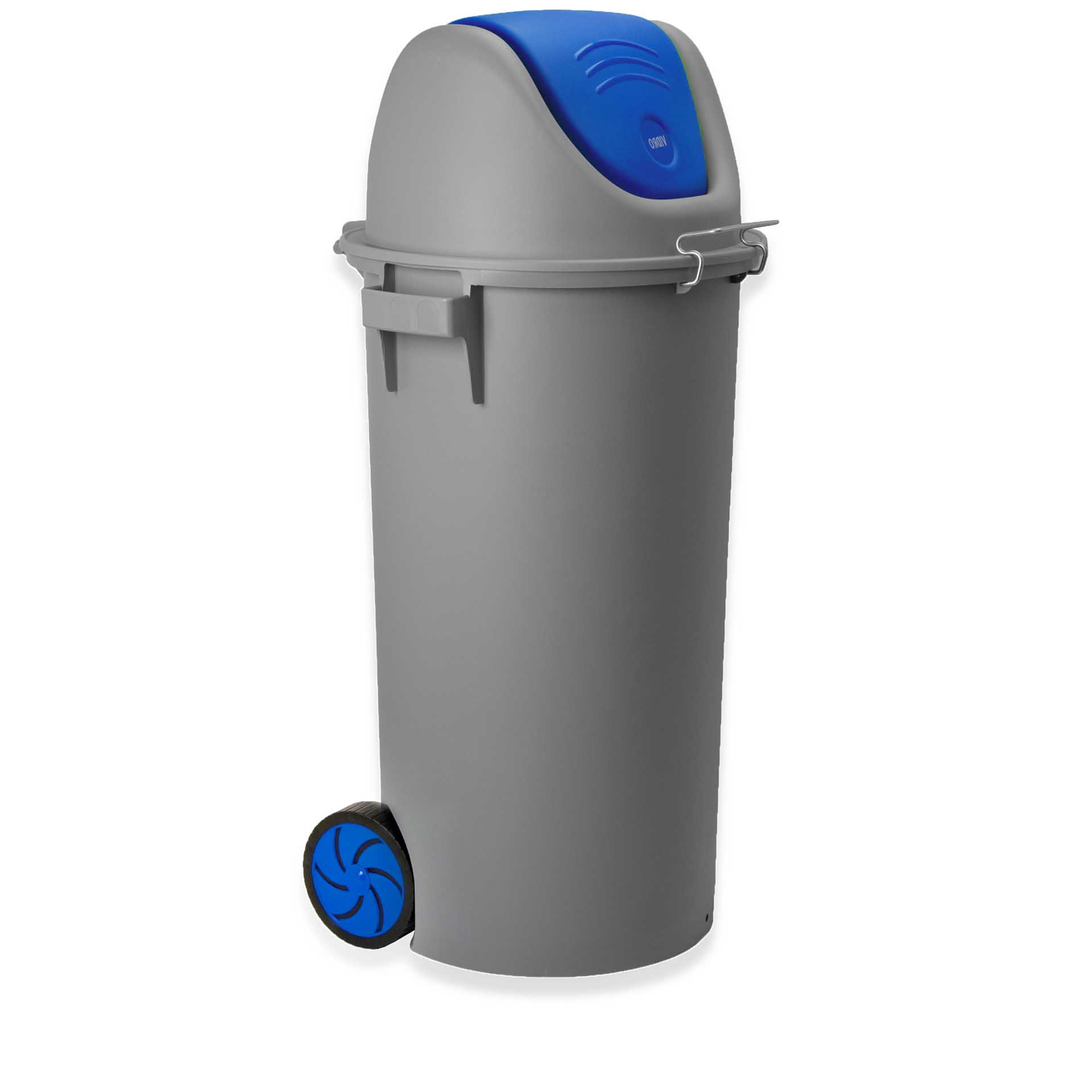 Contentor Eco Cinzento com Rodas e Tampa Basculante Azul 80l 48X50X99cm