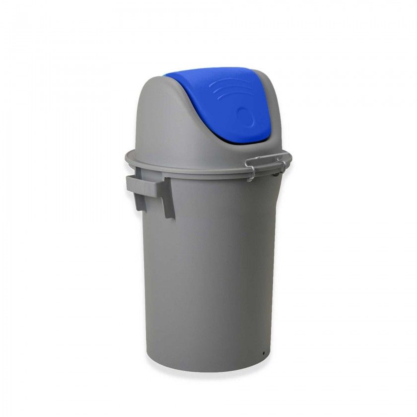 Contentor Eco Cinzento com Tampa Basculante Azul 52l 48X50X76cm