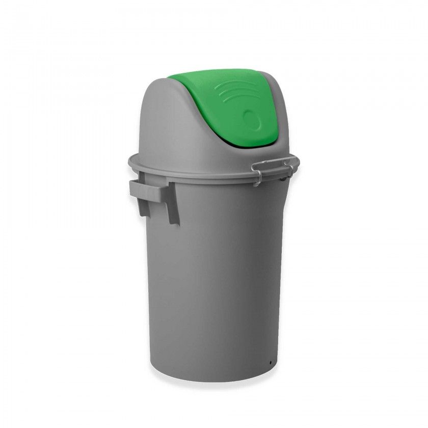 Contentor Eco Cinzento com Tampa Basculante Verde 52l 48X50X76cm