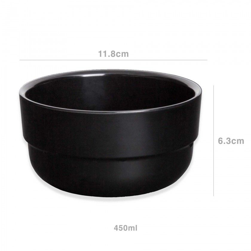 Taça Empilhável Melamina Snack Preto 450ml 11.8X6.3cm Taça Empilhável Melamina Snack Preto 450ml 11.8X6.3cm