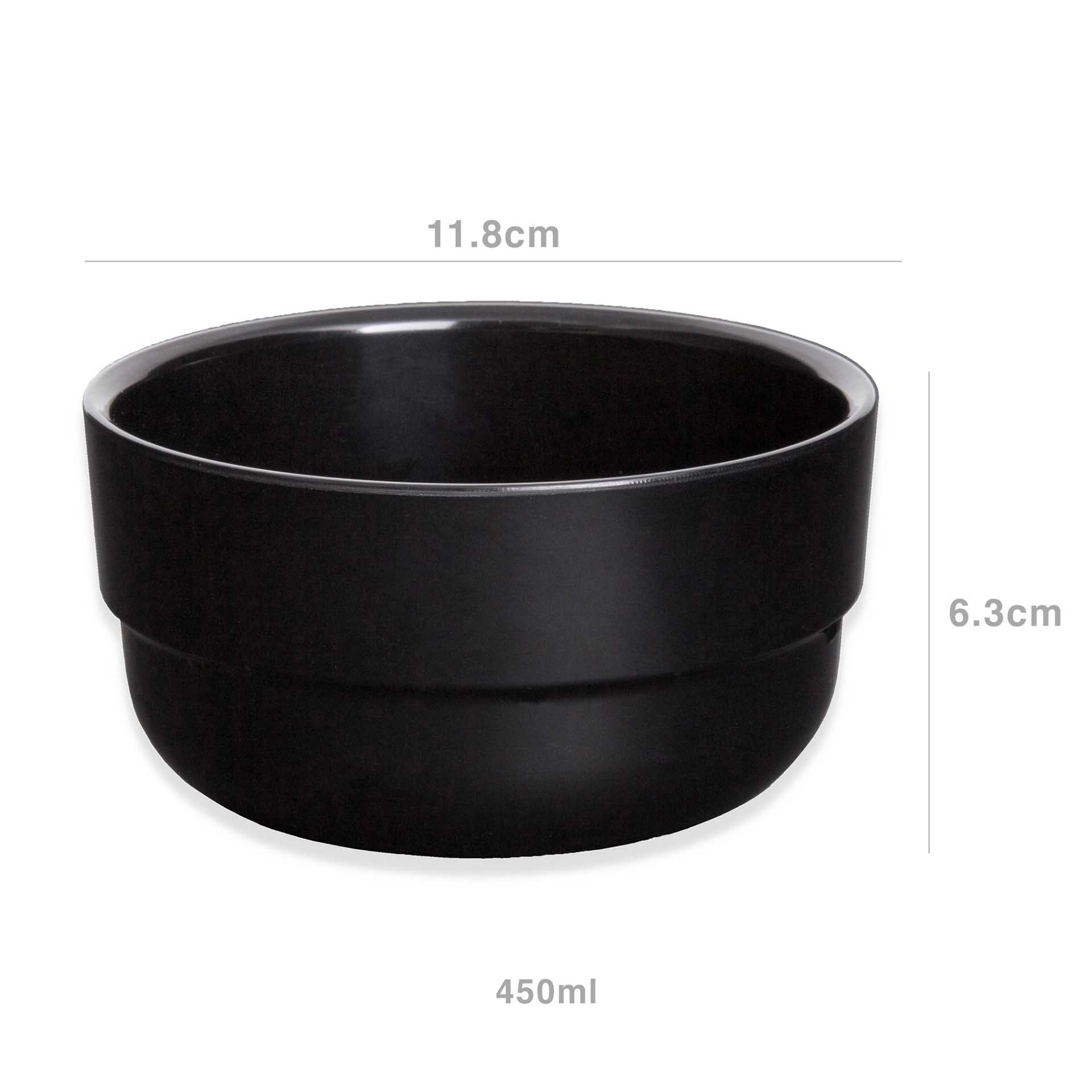 Taça Empilhável Melamina Snack Preto 450ml 11.8X6.3cm