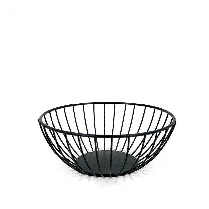 Cesto Po Metal Redondo Preto 20X8cm