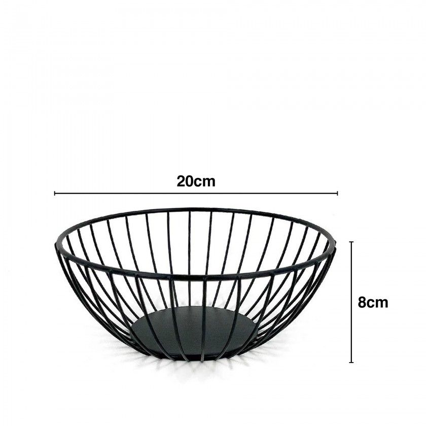 Cesto Pão Metal Redondo Preto 20X8cm Cesto Pão Metal Redondo Preto 20X8cm