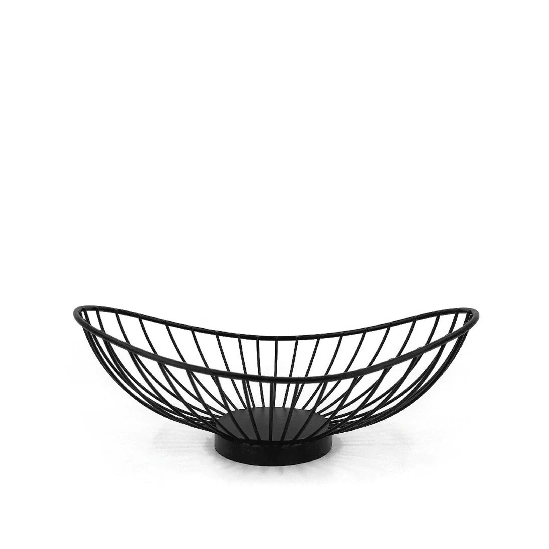 Cesto Pão Metal Oval Preto 25X13.5X9cm