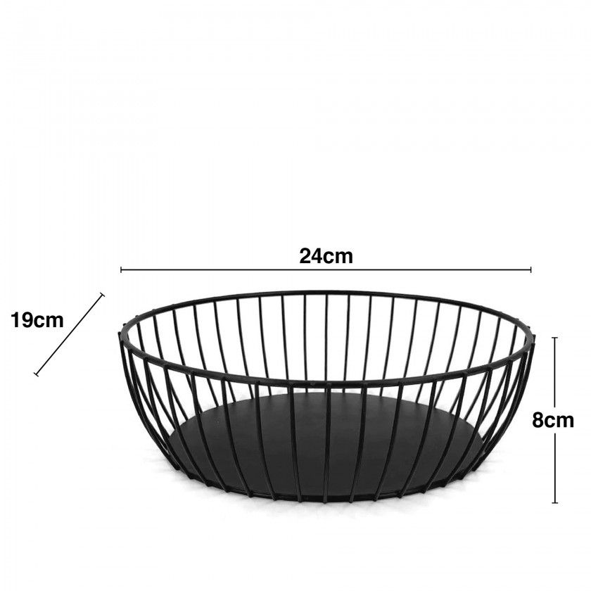 Cesto Pão Metal Oval Preto Cesto Pão Metal Oval Preto