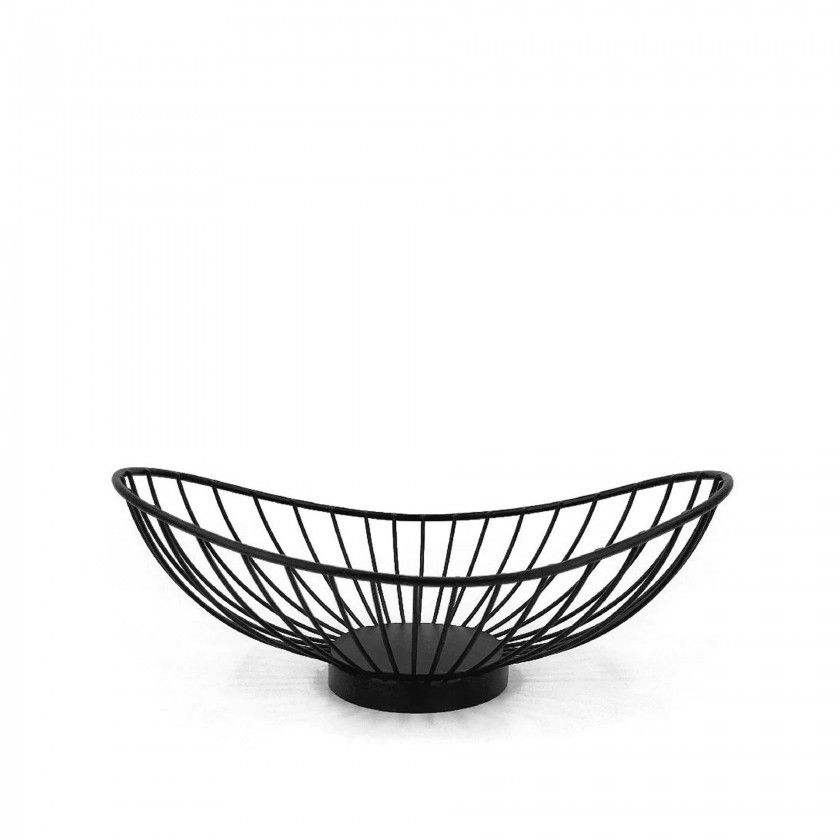Cesto Po Metal Oval Preto 25X13.5X9cm