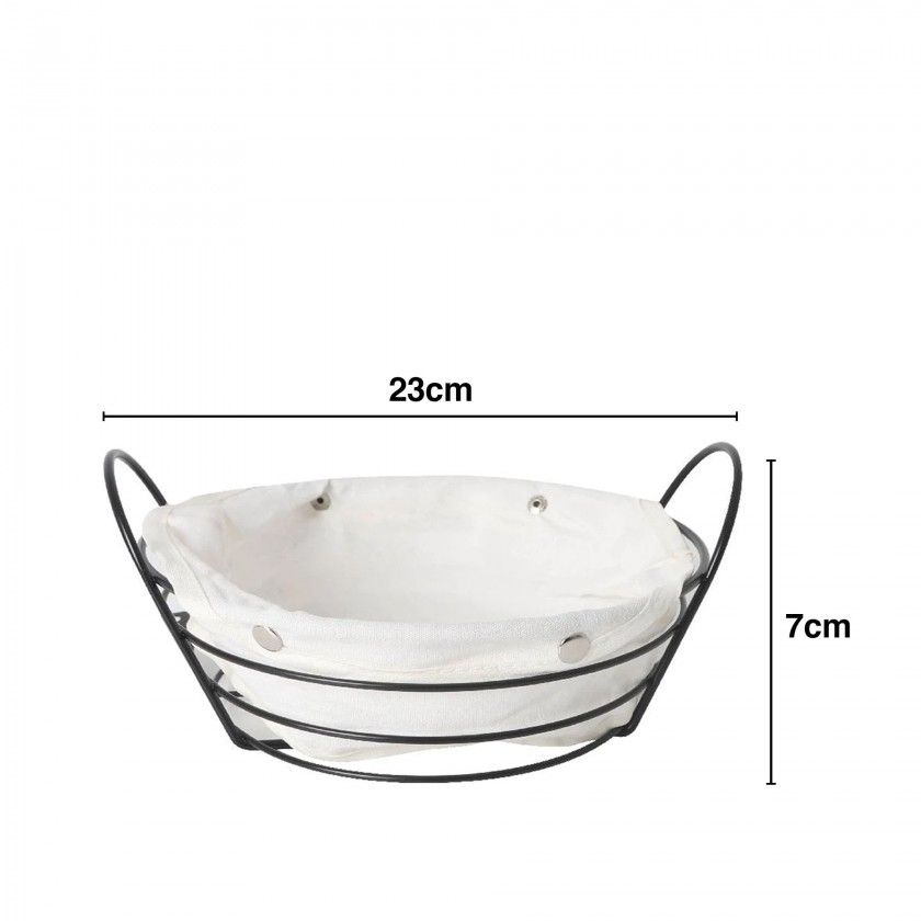 Cesto Po Metal / Tecido Redondo 23X7cm