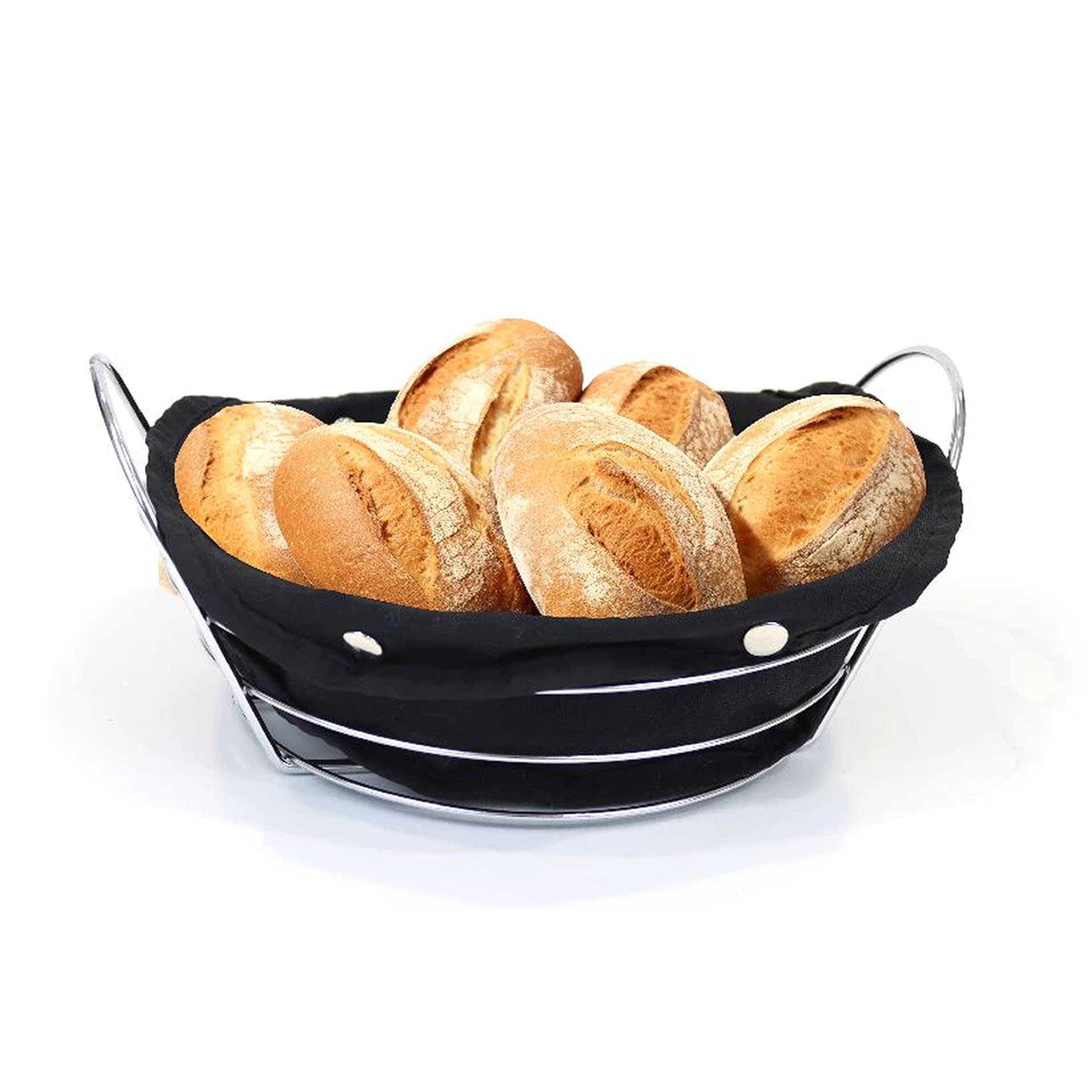 Cesto Pão Metal / Tecido Redondo 23X7cm