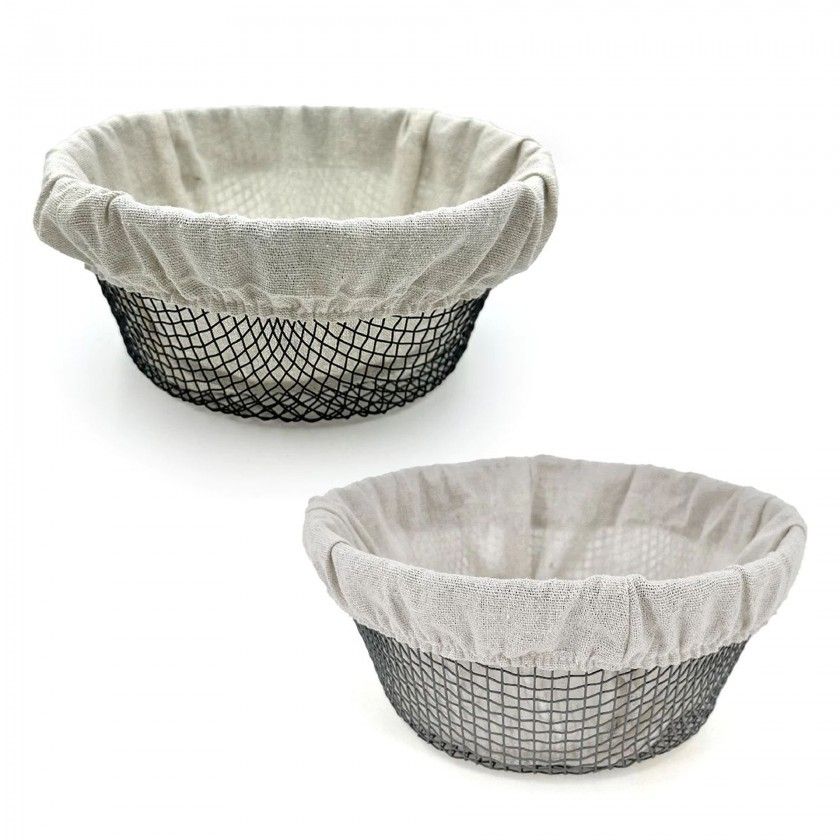 Cesto Pão Metal / Tecido Redondo Cesto Pão Metal / Tecido Redondo