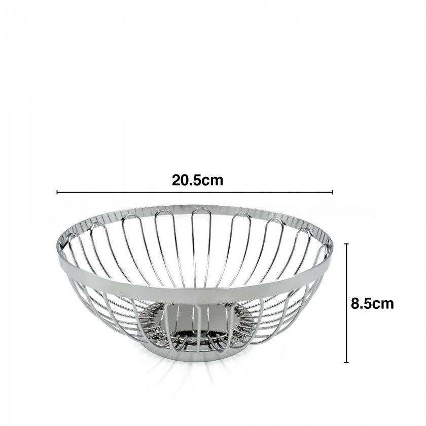Cesto Pão Cromado Redondo Prateado Cesto Pão Cromado Redondo Prateado