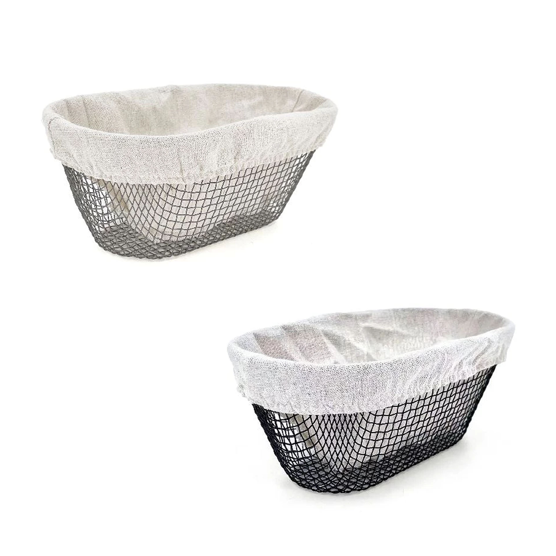 Cesto Pão Metal / Tecido Oval