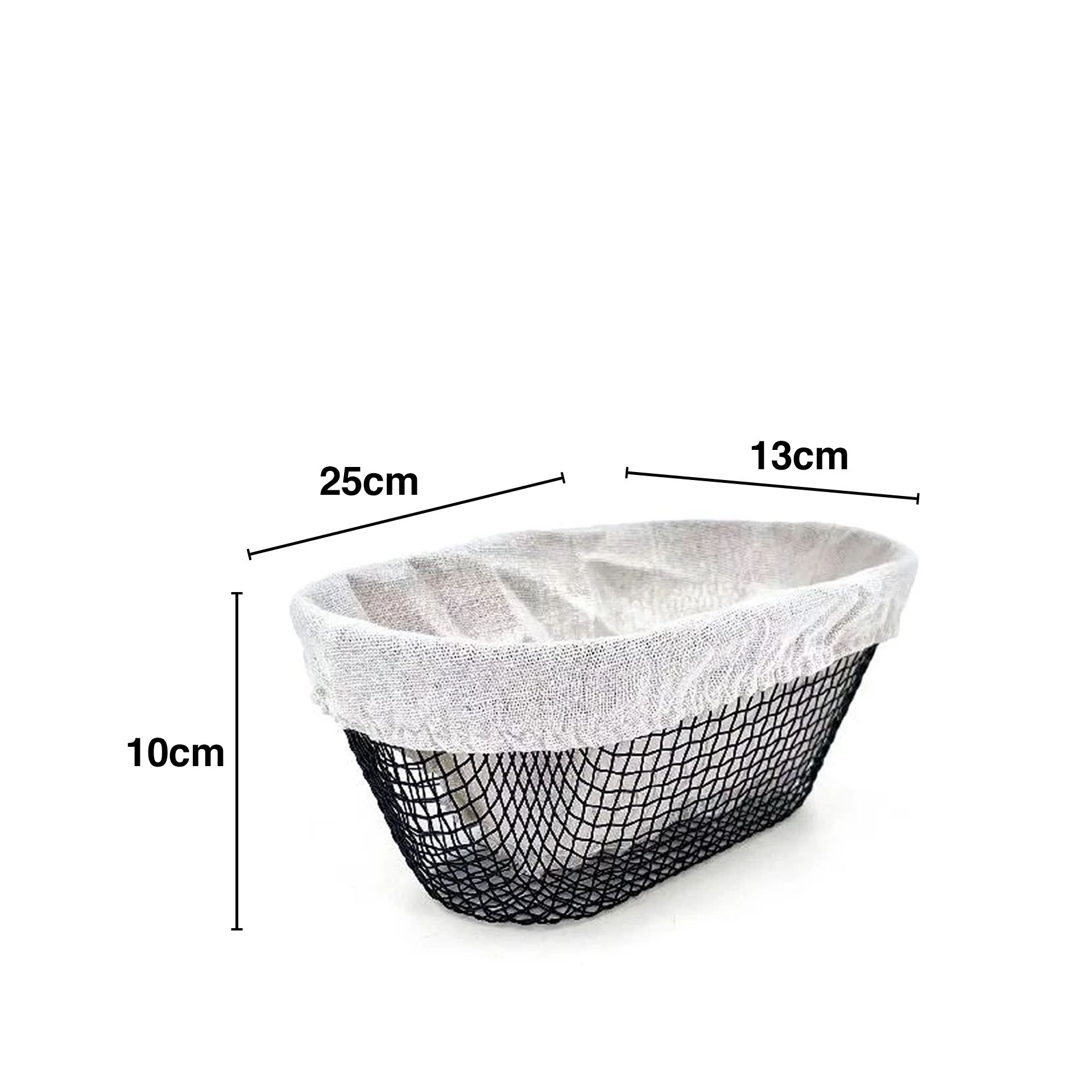 Cesto Pão Metal / Tecido Oval